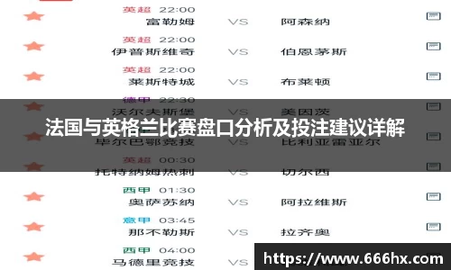 法国与英格兰比赛盘口分析及投注建议详解